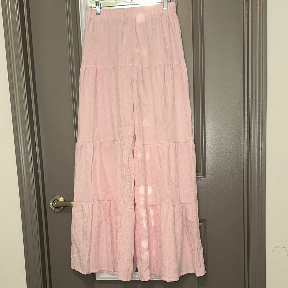 SHEIN Light Pink Tiered ruffle pants